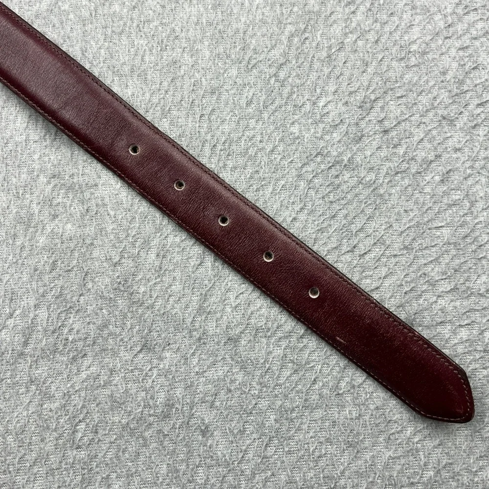Coach Belt Mens 38 Burgundy French Calfskin Leather Solid Brass Buckle 3858 USA